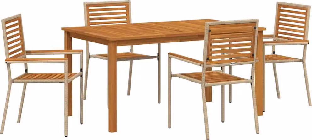 Set da Pranzo per Giardino 5 pcs Beige Legno di Acacia Massello