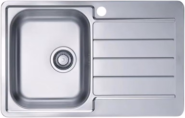 Lavello in acciaio inossidabile VBChome, 79 x 50 cm, finitura satinata. Lavello da incasso con foro per rubinetto e superficie di scolo. Adatto per cucine da campeggio