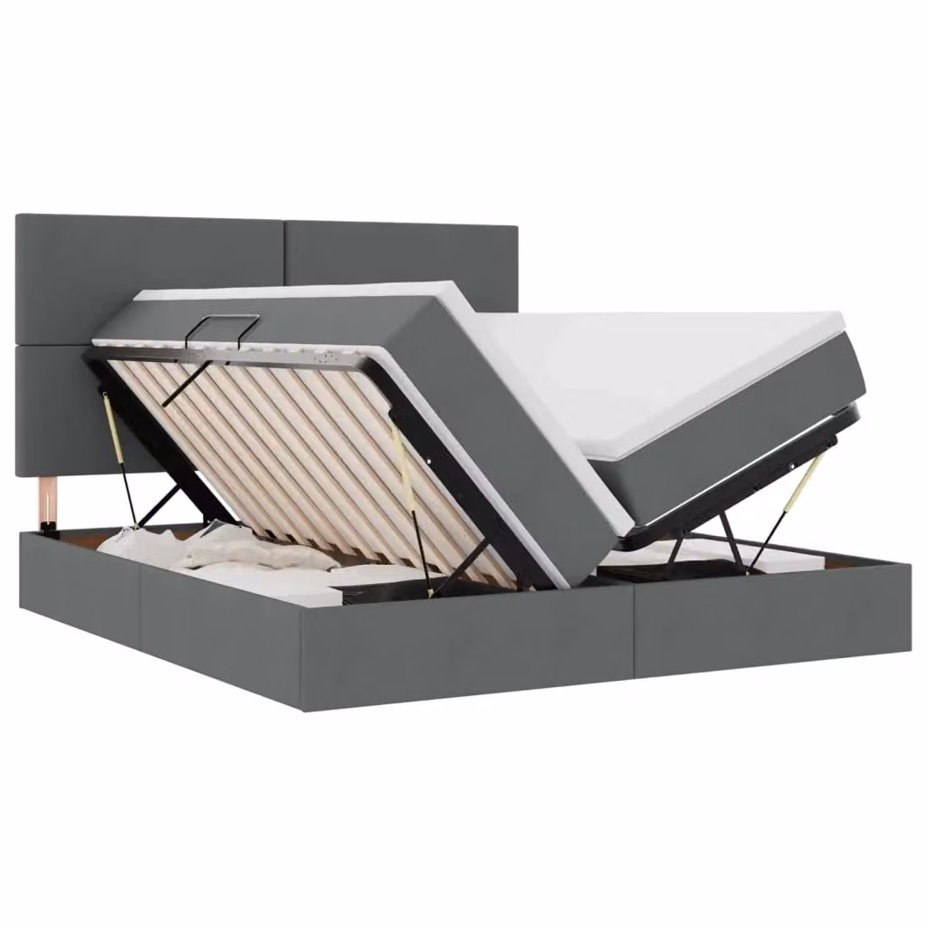 Letto con Contenitore vidaXL Grigio con Base a Sollevamento L/P/H: 200 x 200 x 280 cm – 2