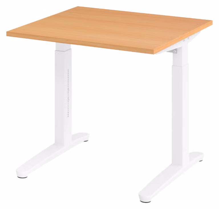 bümö Scrivania Serie-XB - Decorazione: faggio, dimensioni: 80 x 80 cm, struttura: bianco