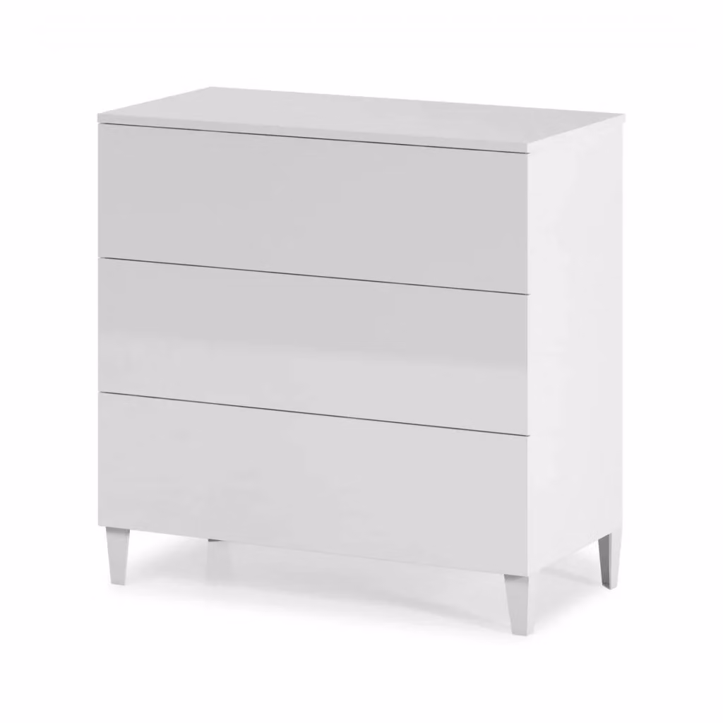 Cassettiera Acetate DMORA con 3 cassetti per camera da letto, stile moderno, Bianco, L: 80 cm, P: 40 cm, H: 80 cm – 2