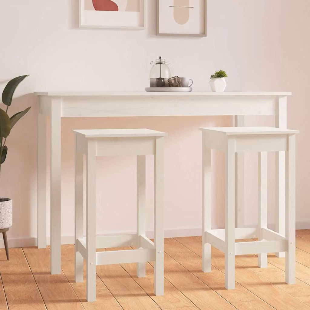 Set di 2 sgabelli da bar vidaXL in legno di pino bianco, L/P/H: 40 x 40 x 78 cm
