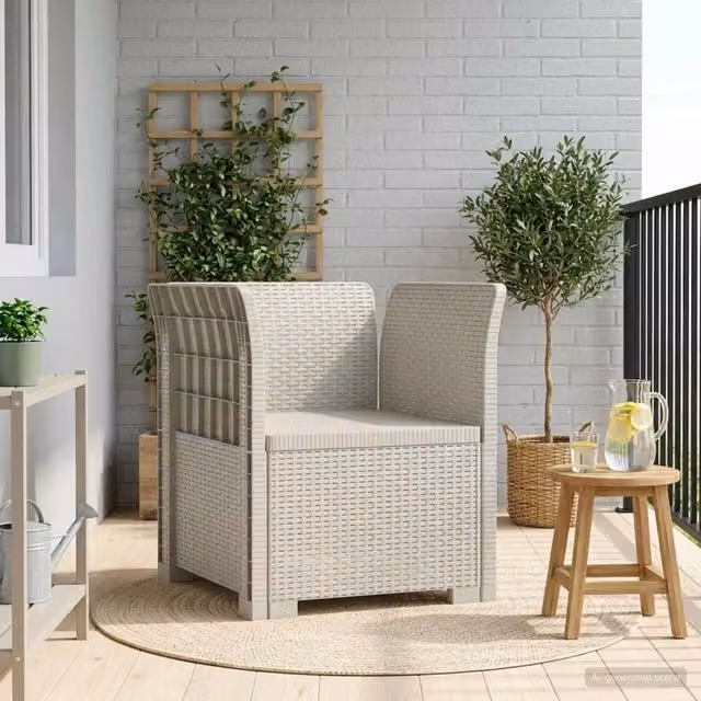 Sedia da giardino a 1 posto in stile rattan moderno, colore bianco opaco