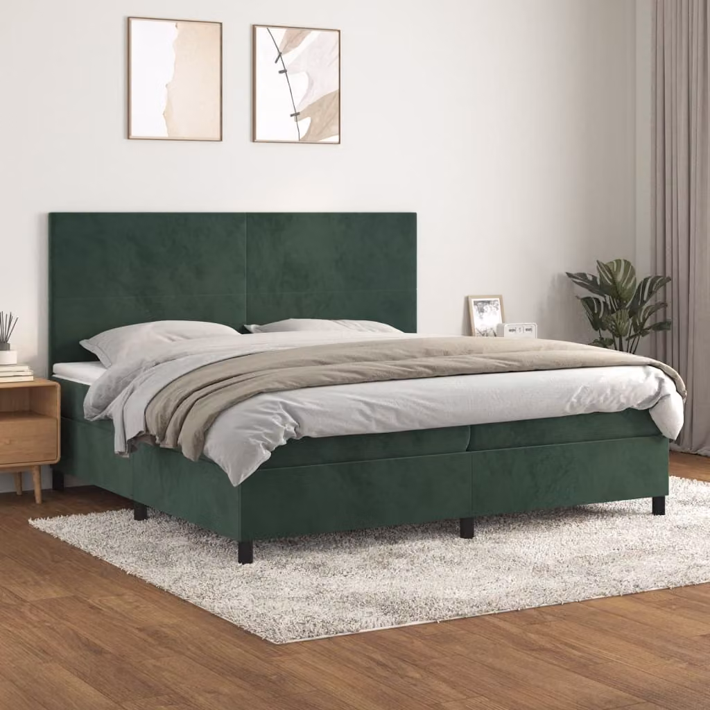 Maison Exclusive - Giroletto a Molle con Materasso Verde Scuro 200x200 cm Velluto