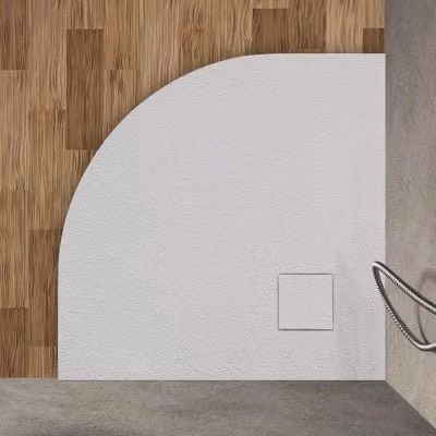 Piatto doccia semicircolare Agorà bianco in resina antiscivolo L 90 x P 90 cm