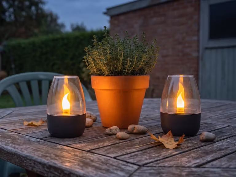 Set di 2 lanterne decorative solari a LED, ideali per l'illuminazione del giardino, della terrazza o del balcone, altezza 9 cm
