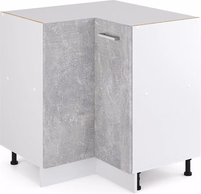 Mobile ad angolo per cucina Vicco R-Line Bianco e Grigio con ante a libro senza piano di lavoro L: 75.6 cm, H: 81.6 cm, P: 46.0 cm