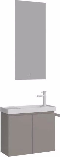 Set mobile lavabo con specchio (2 pezzi) "Ferla 60" - 60 x 22 x 50 cm - Mink opaco