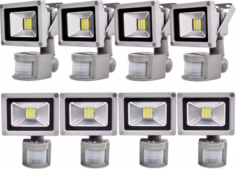 Greenmigo 8x 20W SMD, proiettore con sensore di movimento, luce bianca fredda, IP65, impermeabile, lampada a LED, applique, illuminazione diffusa, illuminazione a fascio largo, lampada da giardino a LED, faretto da esterno