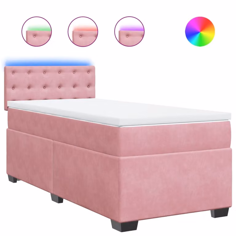 Giroletto a Molle con Materasso Rosa 80x200 cm in Velluto