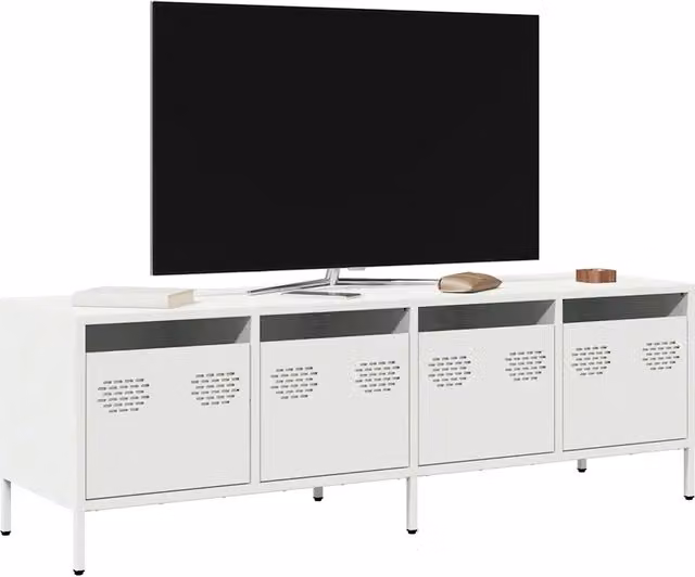 Mobile TV vidaXL in metallo bianco stile industrial L: 135 cm, P: 39 cm, H: 43,5 cm