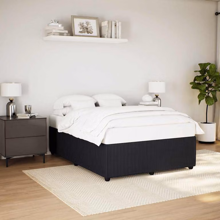 vidaXL Giroletto senza Materasso in Velluto Nero L: 160 cm, P: 200 cm