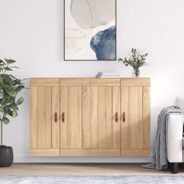 Set di 2 armadietti a parete moderni vidaXL in legno Rovere Sonoma, colore marrone