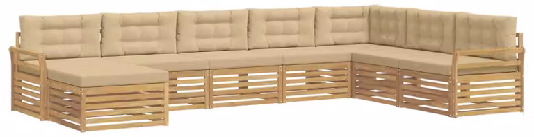 Set di divani da esterno, 8 pezzi, color beige
