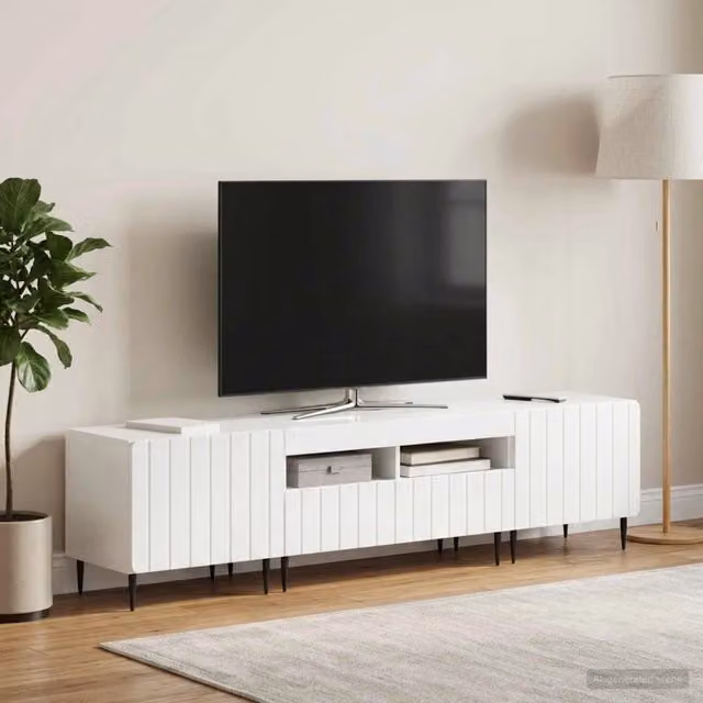 Mobile TV LED a 3 pezzi ZWOLLE Bianco Lucido 3416520