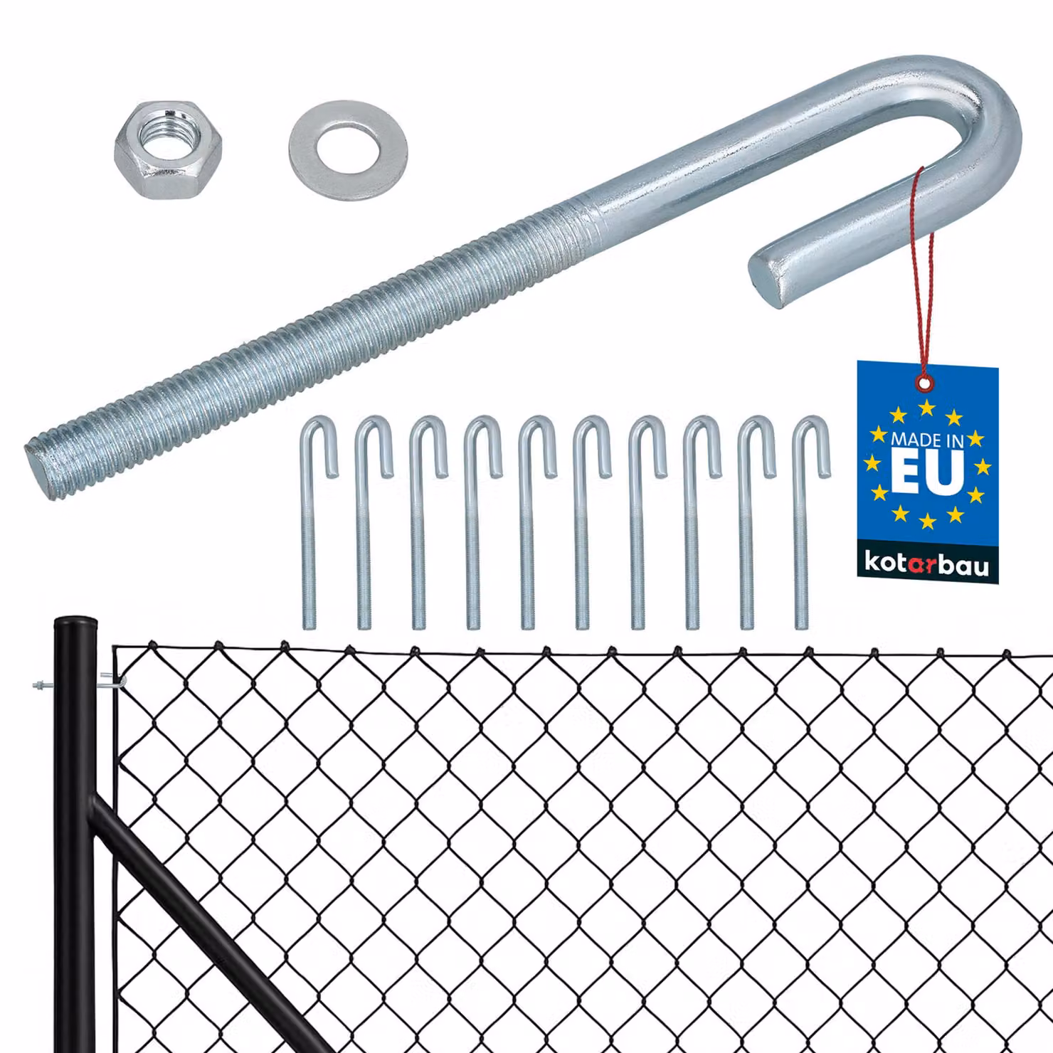 KOTARBAU® 10 Pezzi Tendifilo per Recinzione M10 Tenditore Filo Tendicavo per Filo Acciaio Tendifilo Aperto Gancio a Vite con Dado e Rondella Argento
