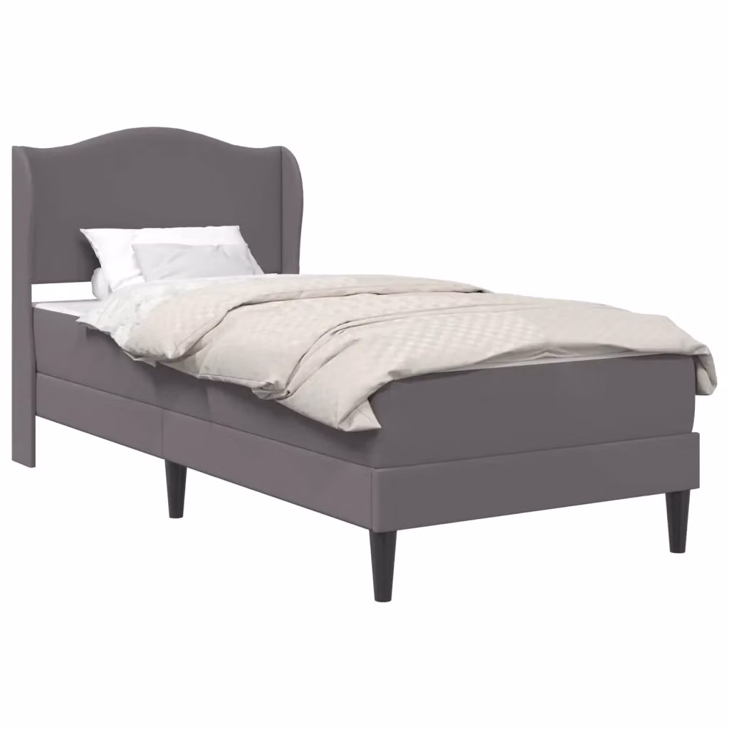 Struttura del letto con testiera vidaXL in similpelle grigia, L/P/H: 90 x 200 x 101 cm – 2
