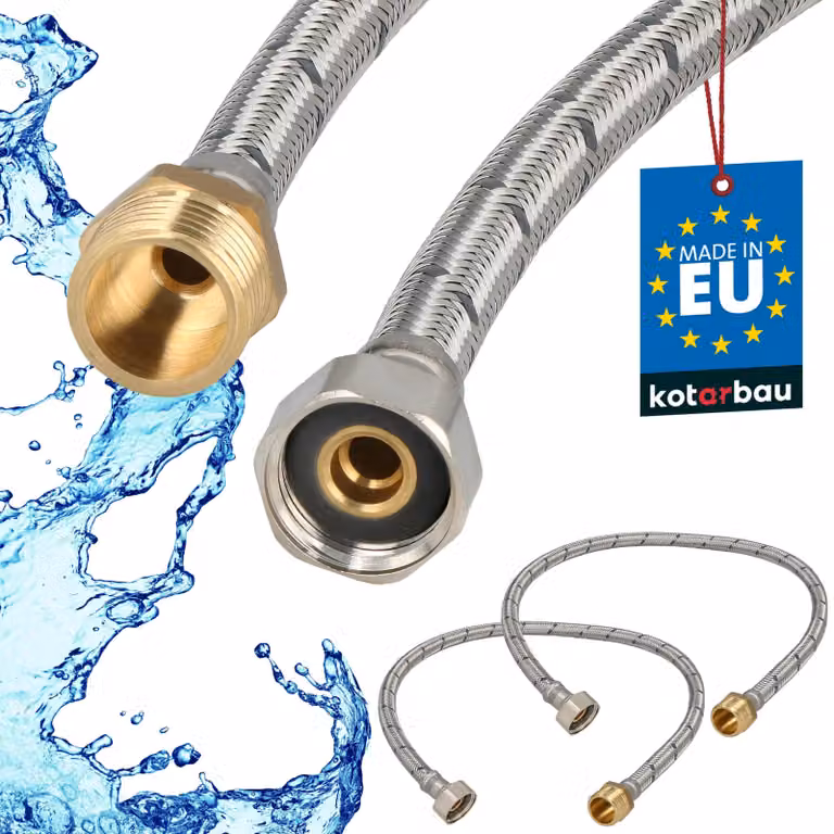 KOTARBAU® 2 Pezzi Tubo Flessibile per Rubinetto 1/2" x 1/2" Rinforzato 60cm Tubo Flessibile Rubinetto Cucina Maschio x Femmina Acciaio Inox