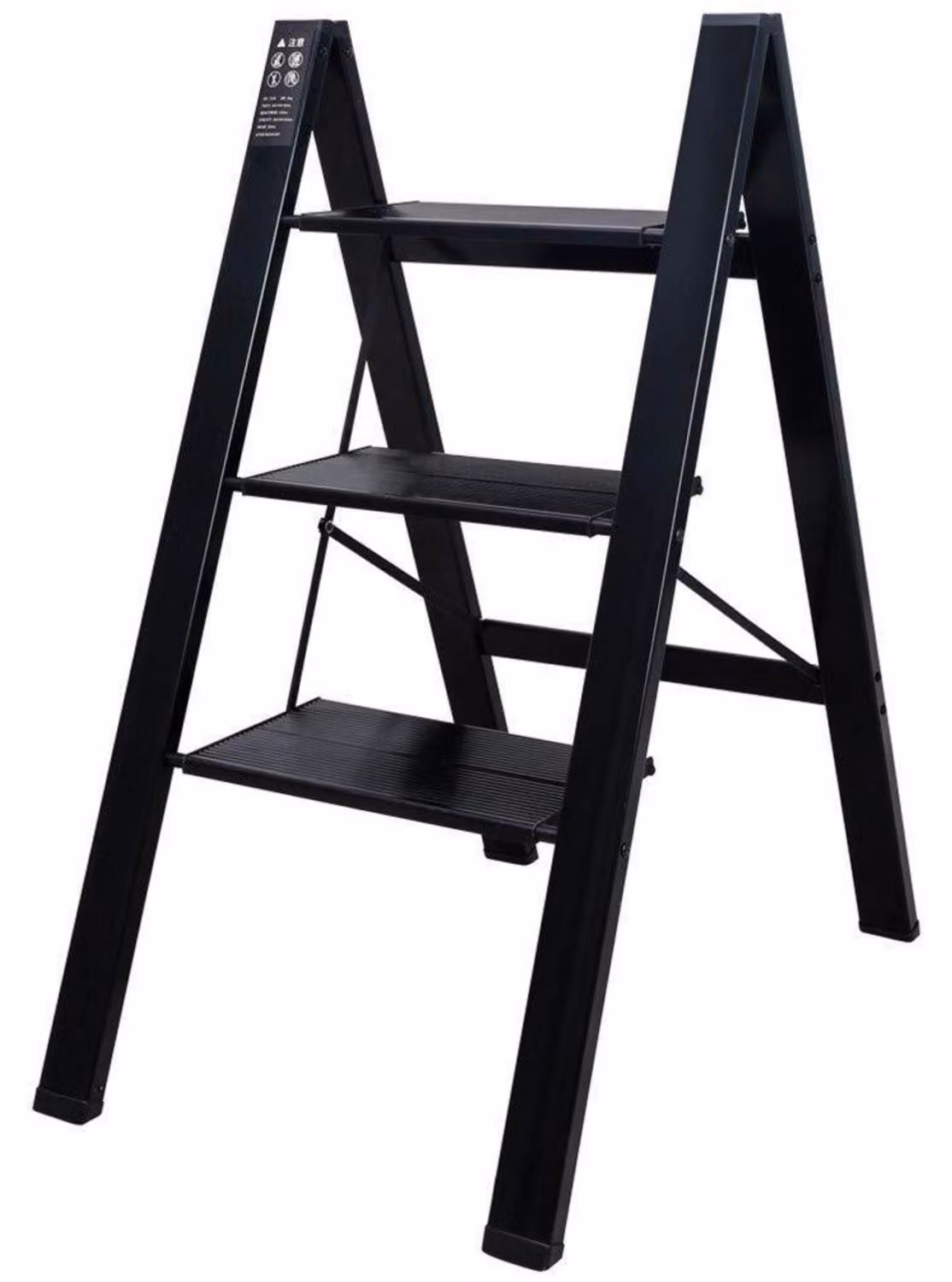 Scala pieghevole a cavalletto, 3 gradini, in alluminio, antiscivolo, portata massima 135 kg, pieghevole
