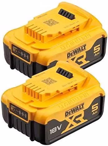 DeWalt DCB184P2-XJ Kit di Avviamento a Batteria 18 V con 2 Batterie da 5 Ah Compatibile con Utensili XR Li-Ion Colore Nero e Giallo