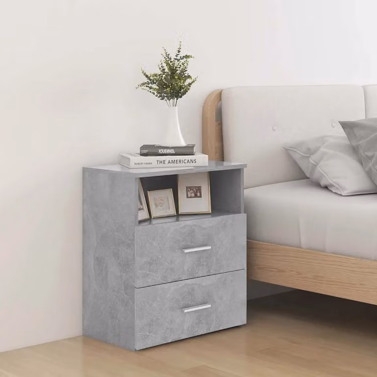 Set di 2 comodini vidaXL moderni in legno MDF colore grigio opaco L/P/H: 50 x 32 x 60 cm