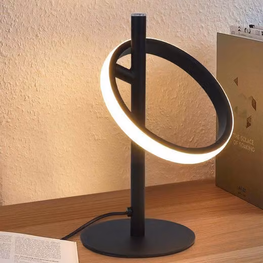 ZMH Lampada da tavolo a LED Touch a tre stadi anelli rotanti dimmerabili 6W 3000K LED integrato permanentemente bianco caldo