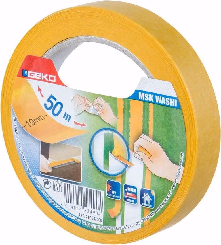 Nastro per mascheratura Geko msk washi arancione carta acrilica 19 mm x 50 m