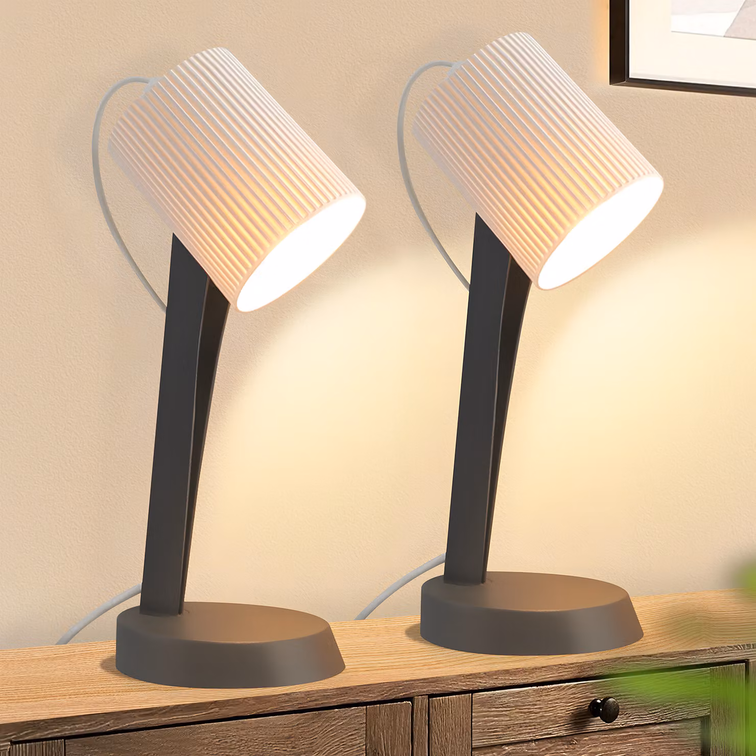 ZMH set di 2 lampade da tavolo lampada da tavolo soggiorno con cavo grigio scuro E14 lampade da tavolo stile country moderno per tavolo da pranzo camera da letto