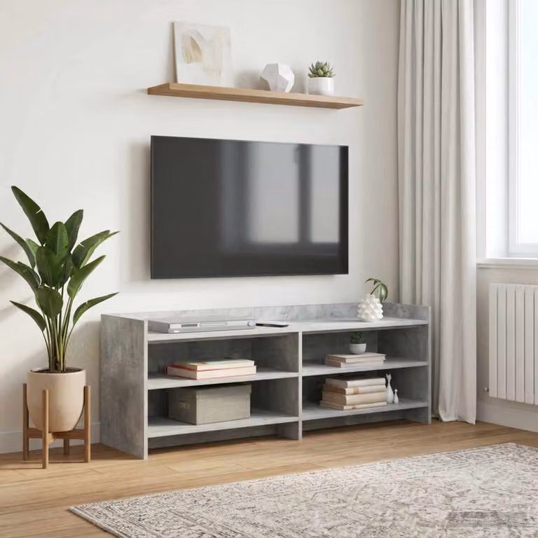 Mobile TV moderno vidaXL in legno ingegnerizzato e grigio cemento L 135 cm x P 33 cm x H 47 cm