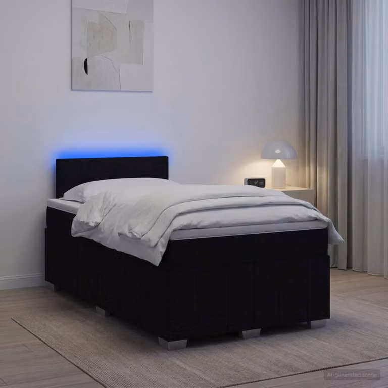 Letto box spring con materasso vidaXL in tessuto nero con molle a sacco L/P: 120 x 200 cm