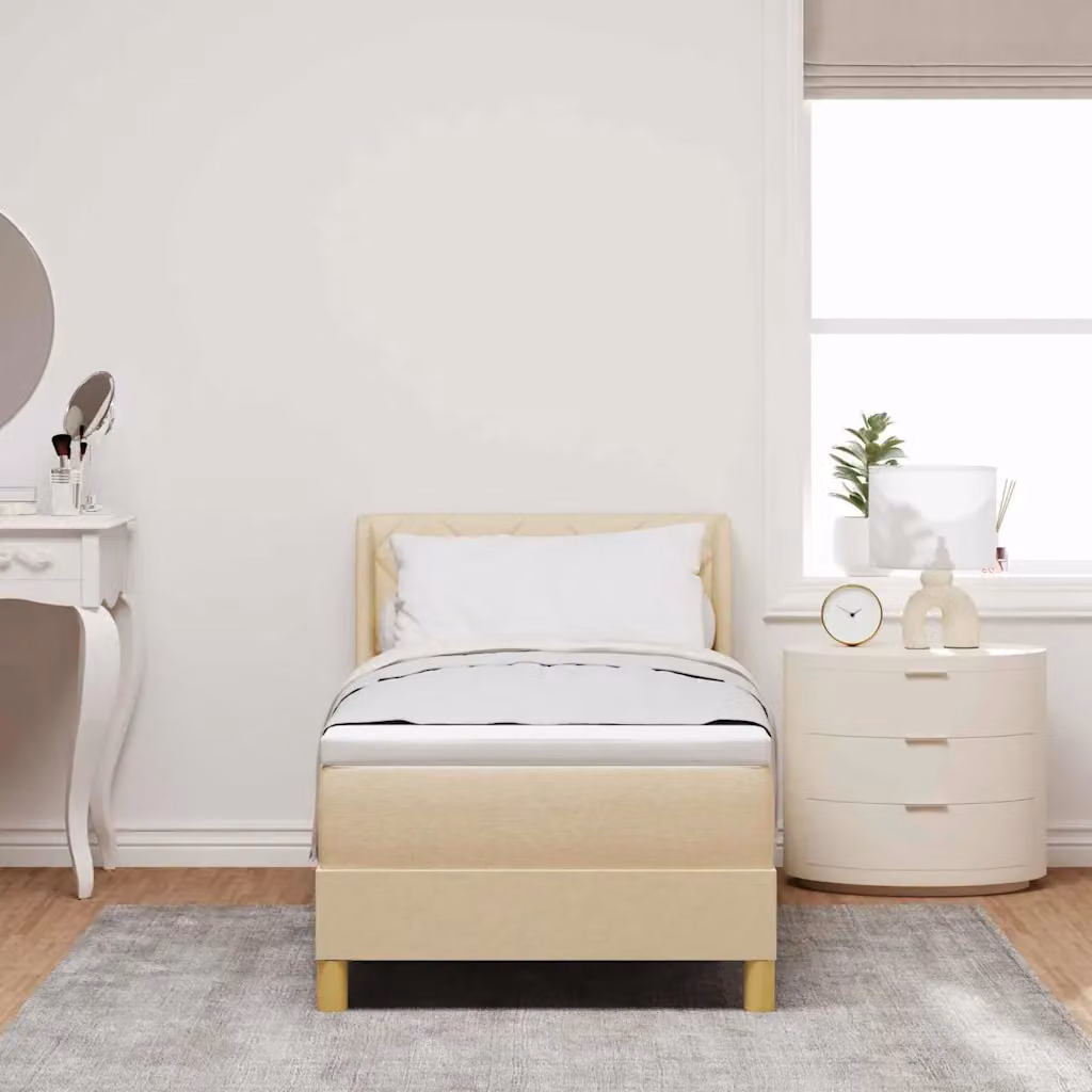 Letto a molle con testiera vidaXL in tessuto beige L 80 cm x P 200 cm