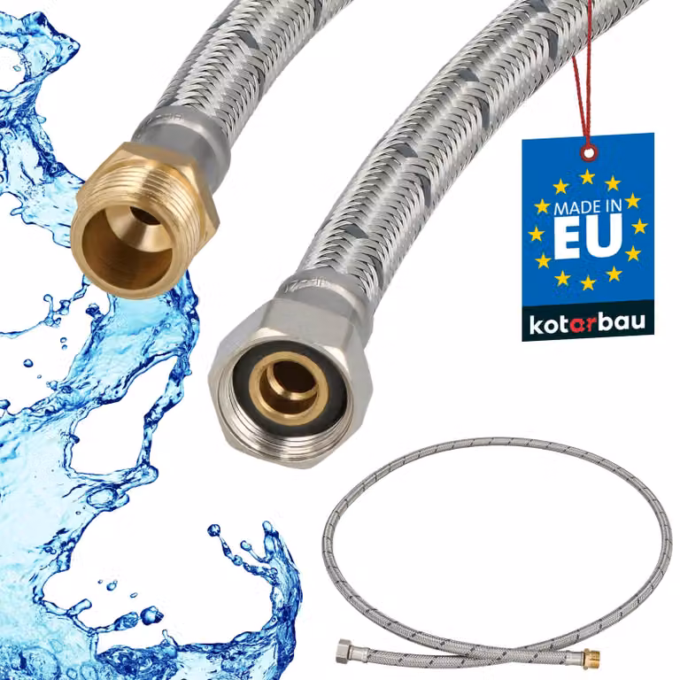 KOTARBAU® Tubo Flessibile per Rubinetto 3/8" x 3/8" Rinforzato 150cm Tubo Flessibile Rubinetto Cucina Maschio x Femmina Acciaio Inox