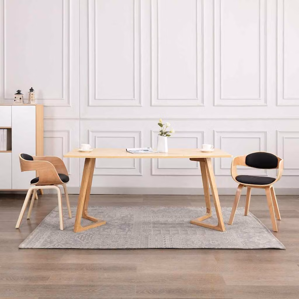 Set di 2 sedie da pranzo vidaXL in legno e similpelle nera per cucina e sala da pranzo, L/P/H: 49 x 51,5 x 71,5 cm