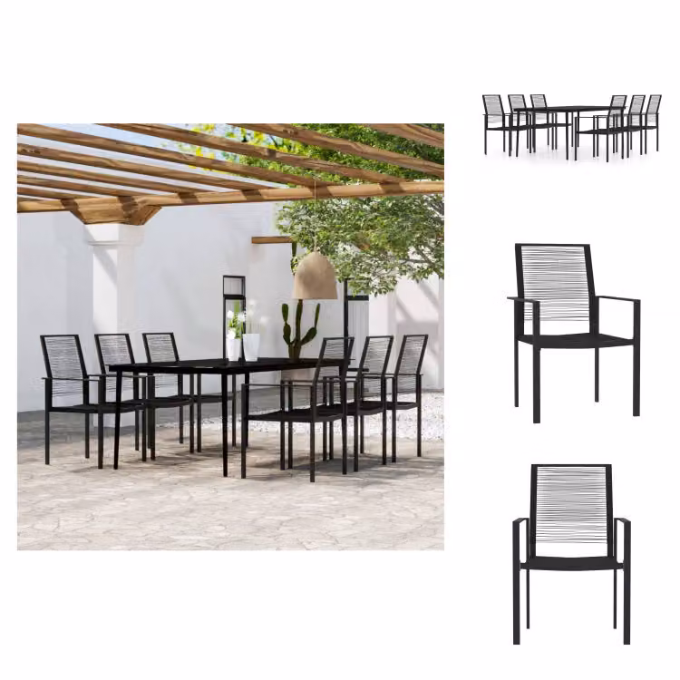 vidaXL set da pranzo da giardino 7 pezzi nero - Set di mobili da giardino
