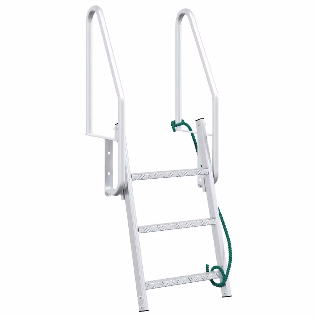Scala da molo a 3 gradini vidaXL in alluminio color argento, H x L x P: 144 x 77 x 58 cm – 2