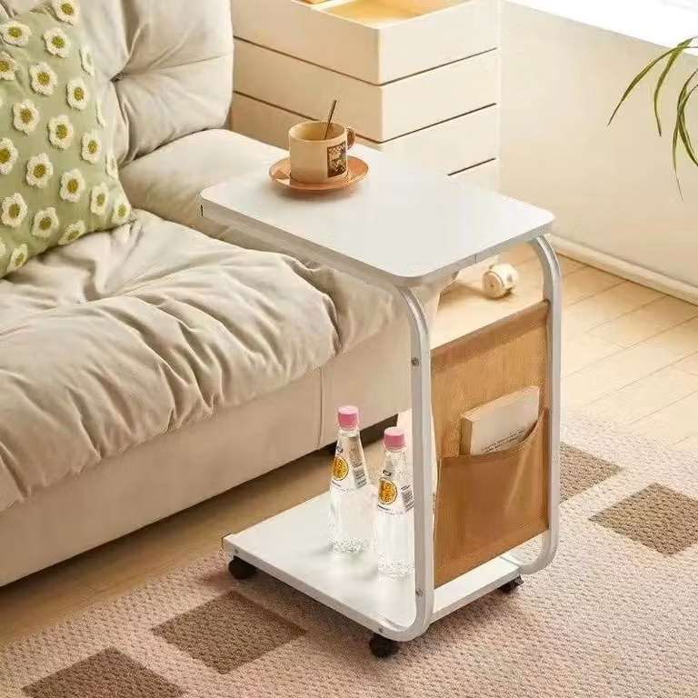 Tavolino da notte modulare - Tavolo regolabile in altezza per laptop - Struttura in metallo - Con rotelle - Forma rettangolare - Stile moderno - Tipo A