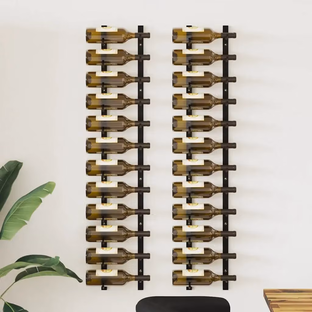 Set di 2 Portavini da Parete in Ferro Nero per 12 Bottiglie DESIGN IN CFW9838213 – 2