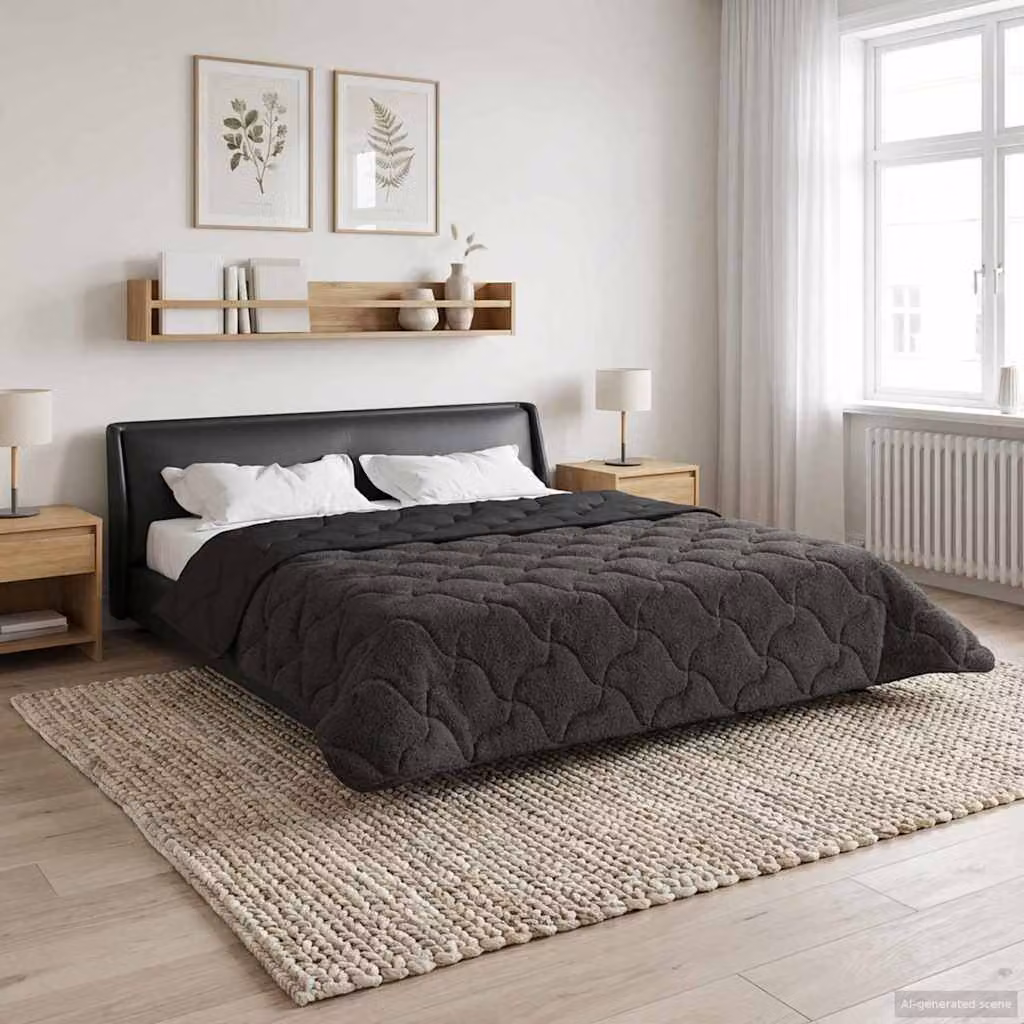 Piumone Completo Annuale Trapuntato vidaXL in Microfibra Reversibile e Traspirante, Antracite, L: 240 cm x P: 260 cm