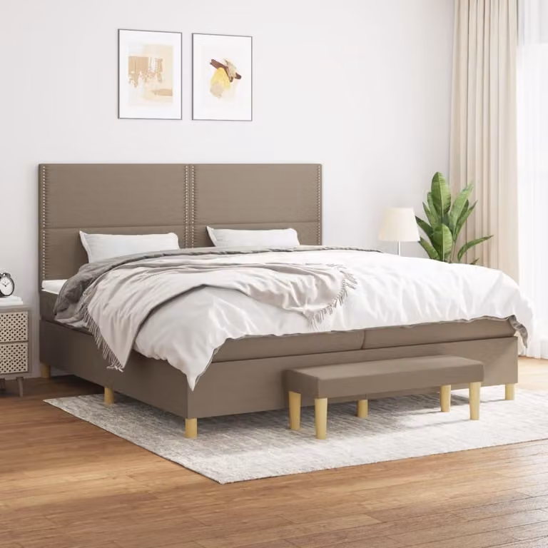 Maison Exclusive - Giroletto a Molle con Materasso Tortora 200x200 cm in Tessuto