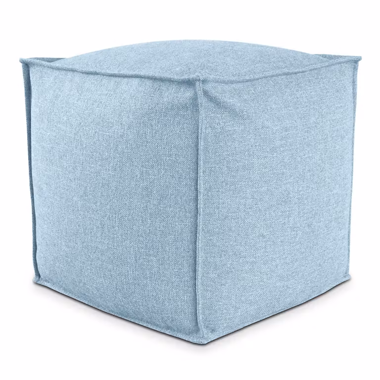 POUF QUADRATO PIUMA 80x80 cm Celeste
