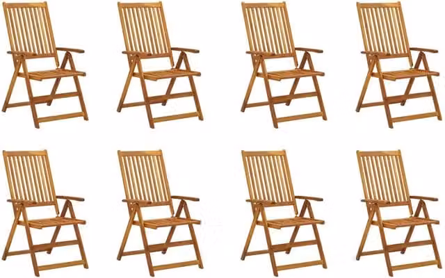 Sedie Pieghevoli con Cuscini 8 pz Massello Acacia 3075064
