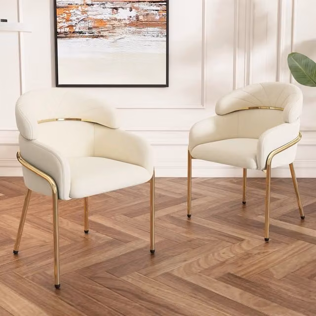 Sedie da Pranzo Set 2 Pezzi ¨C Xylo ¨C Velluto Beige Gambe in Metallo