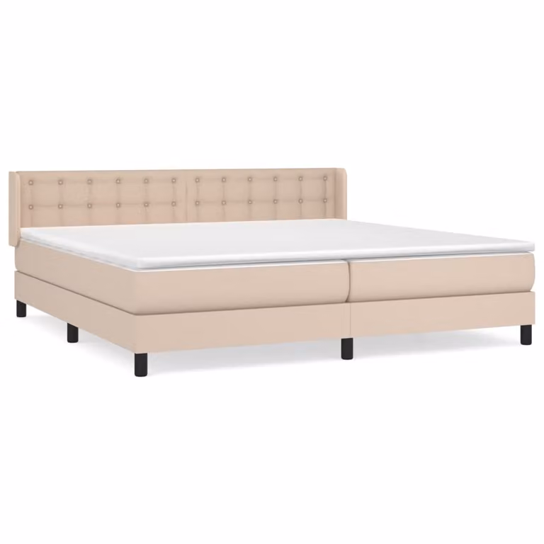 Giroletto a Molle con Materasso Cappuccino 200x200cm Pelle finta