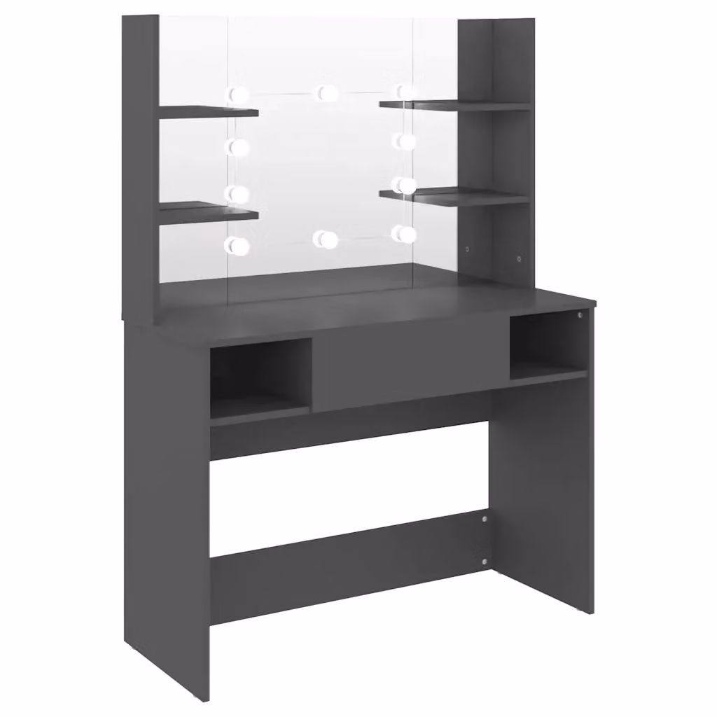 Toeletta Hollywood con Luci LED VIDAXL in MDF Grigio L: 100 cm, P: 40 cm, H: 135 cm – 2