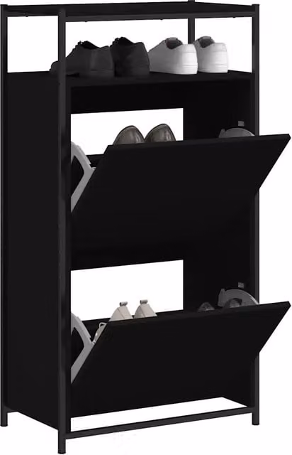 Scarpiera-Scaffale per scarpe Nera 60x34x112 cm in Legno Multistrato