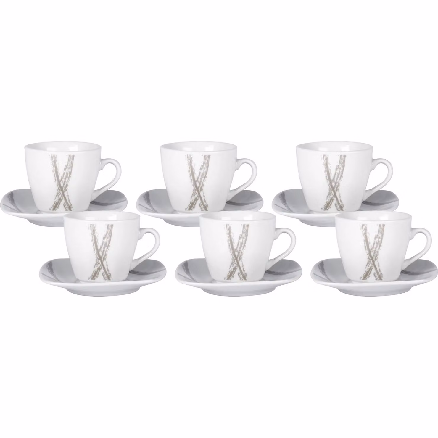Servizio da caffè Abstract Grey GUSTO CASA in porcellana, set da 6 tazzine con piattini, lavabile in lavastoviglie e utilizzabile in microonde