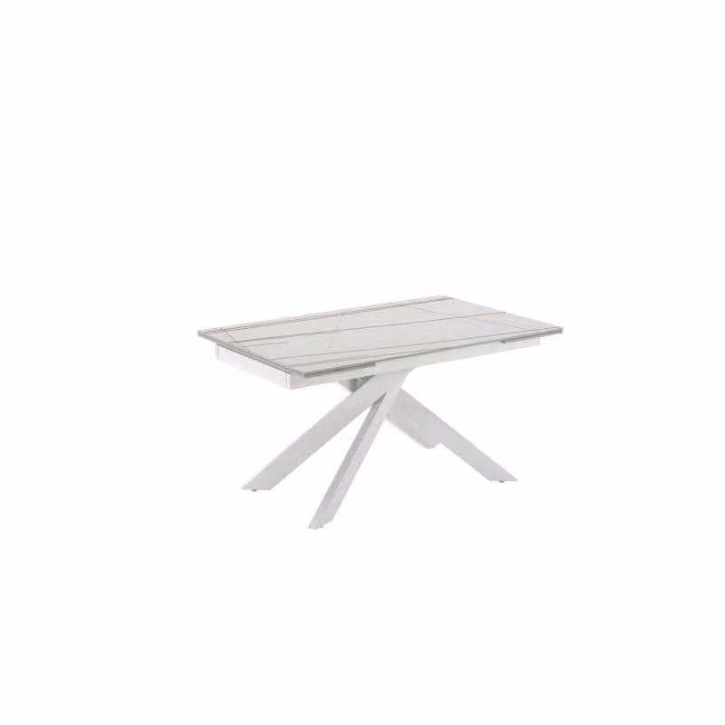 Tavolo allungabile Ares Stones in ceramica bianca con struttura in metallo, L/P/H: 80 x 140/200 x 76 cm – 2