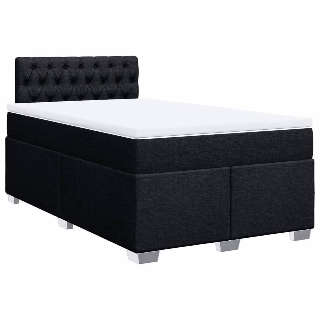 Giroletto a Molle con Materasso Nero 120x190 cm in Tessuto
