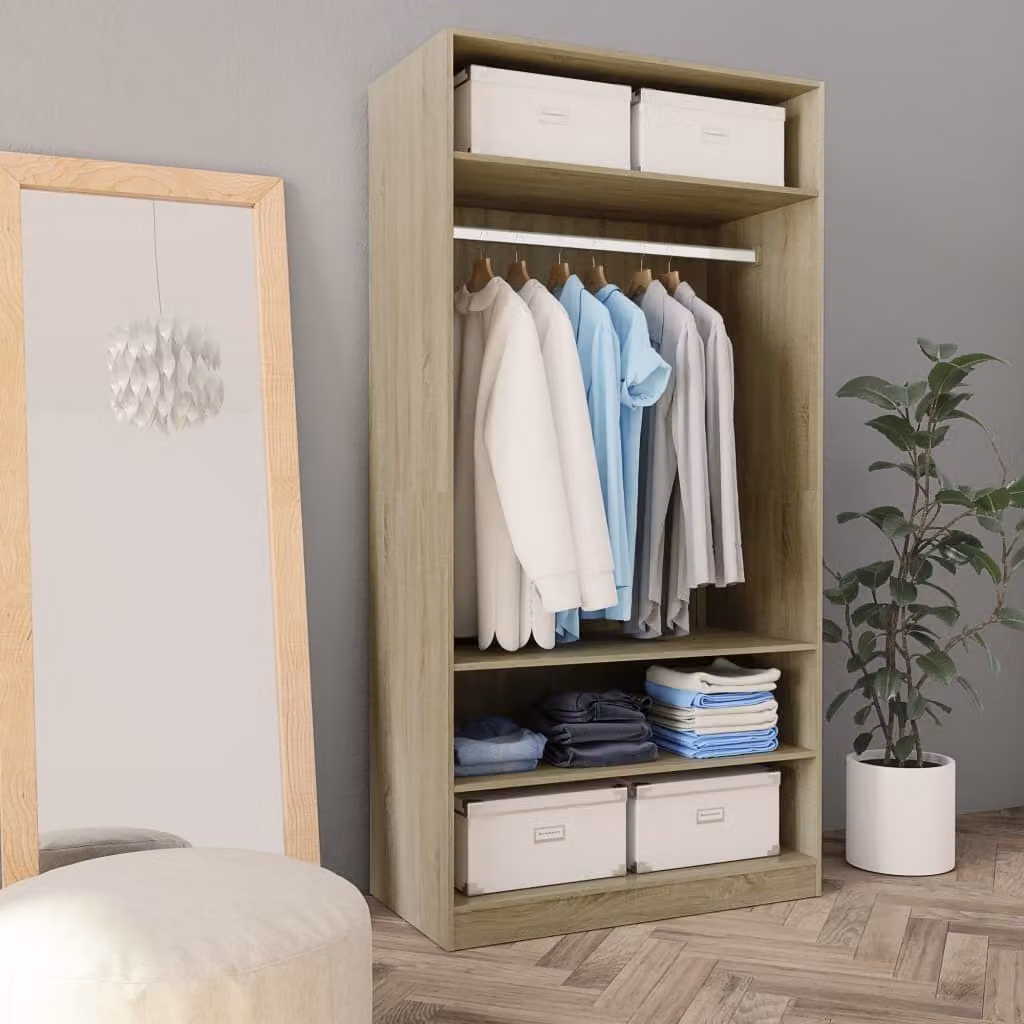 The Living Store Armadio rovere Sonoma 100x50x200 cm materiale legno