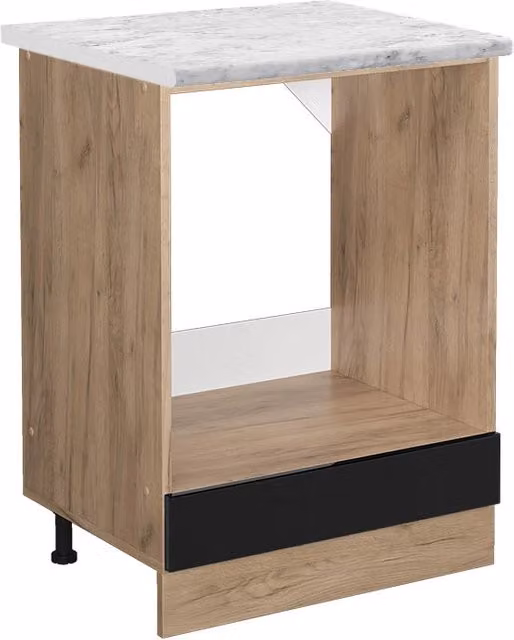 Mobile per forno da incasso Vicco R-Line Nero lucido e Rovere dorato L: 60 cm, H: 81,6 cm – 1